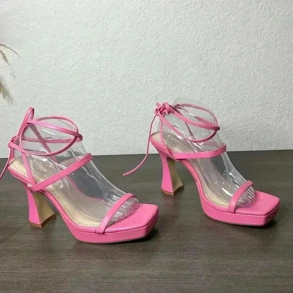 BP Netta Pink Lace Up Heel Size 9.5 (damaged) - Picture 4 of 15